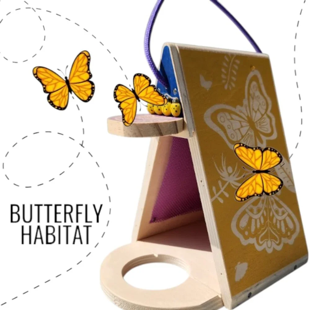 Handmade Butterfly Habitat Garden Decor Insect Hotel Motel Gardening Wood Wooden